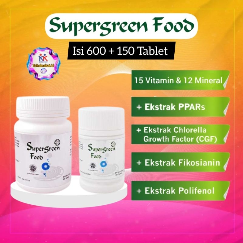 Jual Super Green Food Promo Hemat ( 600 Tablet + 150 Tablet ) Suplemen
