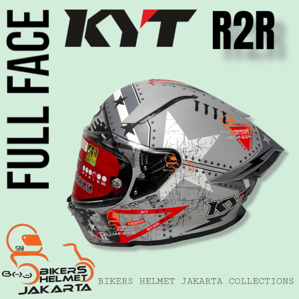Jual HELM KYT R2R PRO ASSAULT MATT SILVER DOUBLE VISOR FULL FACE ...