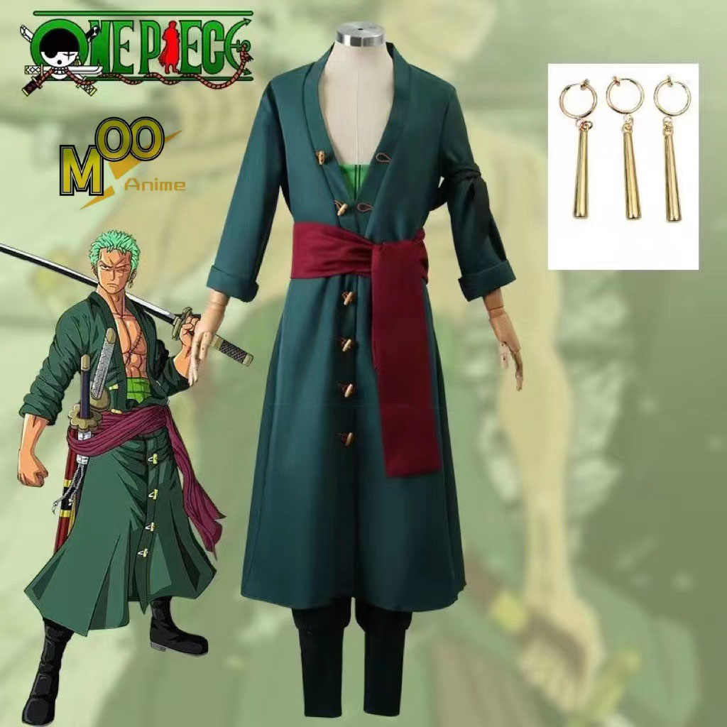 Jual One Piece Roronoa Zoro cosplay costumes Two years later Zoro cosplay Set and wig Zoro Adult