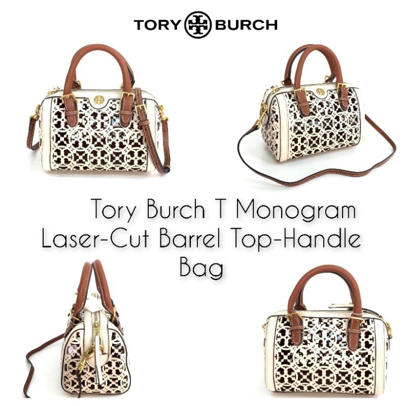 Jual Tory Burch T Monogram LaserCut Barrel TopHandle Bag Shopee