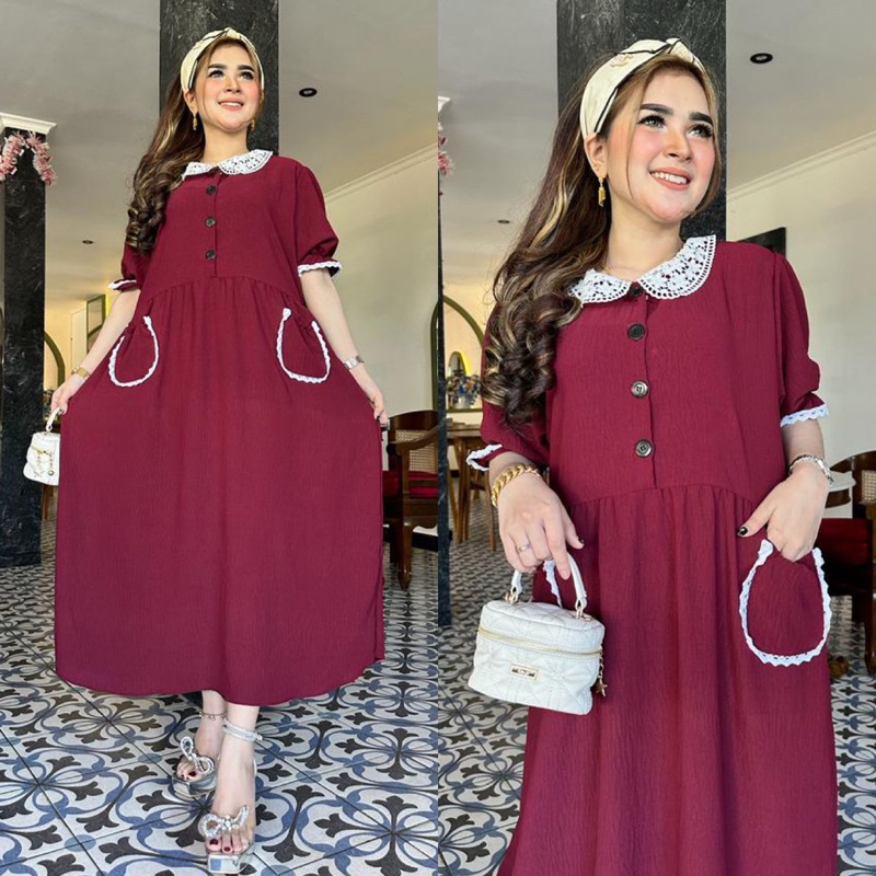 Jual Amanda daster saku lucu/dres cewek korea style remaja/dres elagan