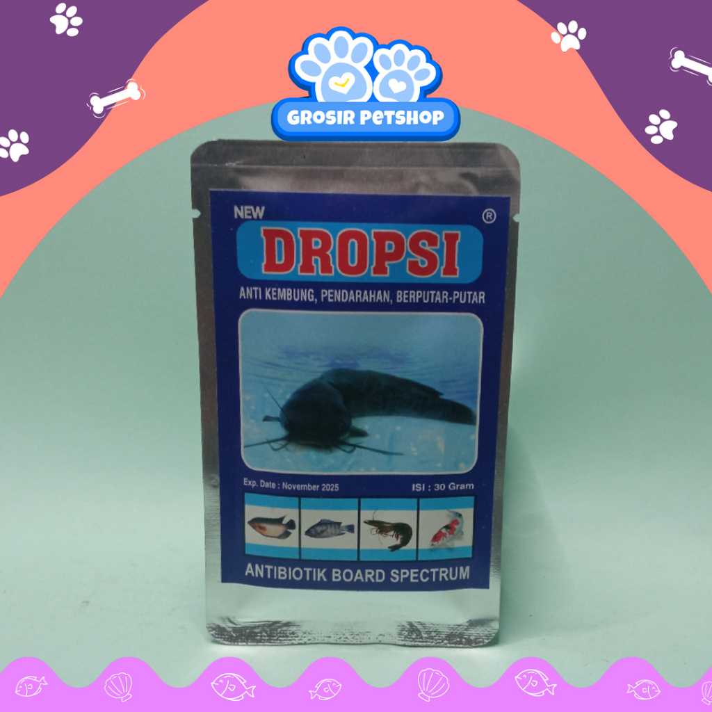 Jual Dropsi 30gr Obat Antibiotik Ikan Kembung Pendarahan Dan Berputar