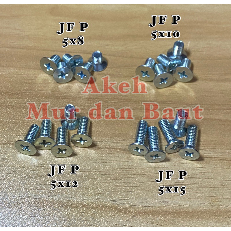 Jual Baut JF Besi M4/M5/M6 / Baut Flat Head Kepala Rata M4/M5/M6 / Baut ...