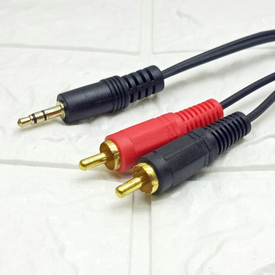Jual Kabel Aux 2 RCA to 3.5 Male Mini Stereo | Shopee Indonesia