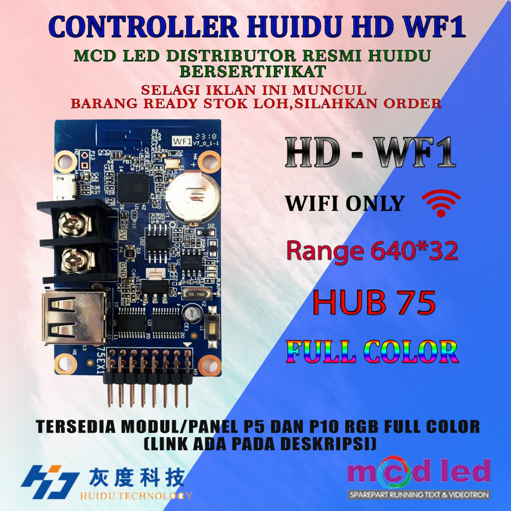 Jual KONTROLER CONTROLLER HD HUIDU RGB FULL COLOR HD WF1 HD WF2 HD WF4 ...