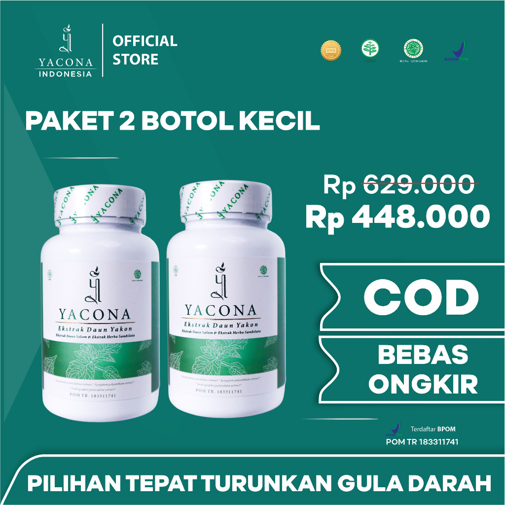 Jual Paket 2 Botol Isi 60 Kapsul Yacona Yacona Original Official