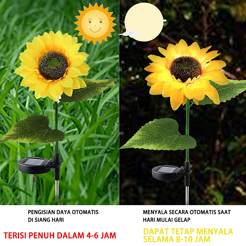 Jual SOKRUXA 2PCS Lampu Rumput Tenaga Surya Lampu Bunga Matahari Luar ...