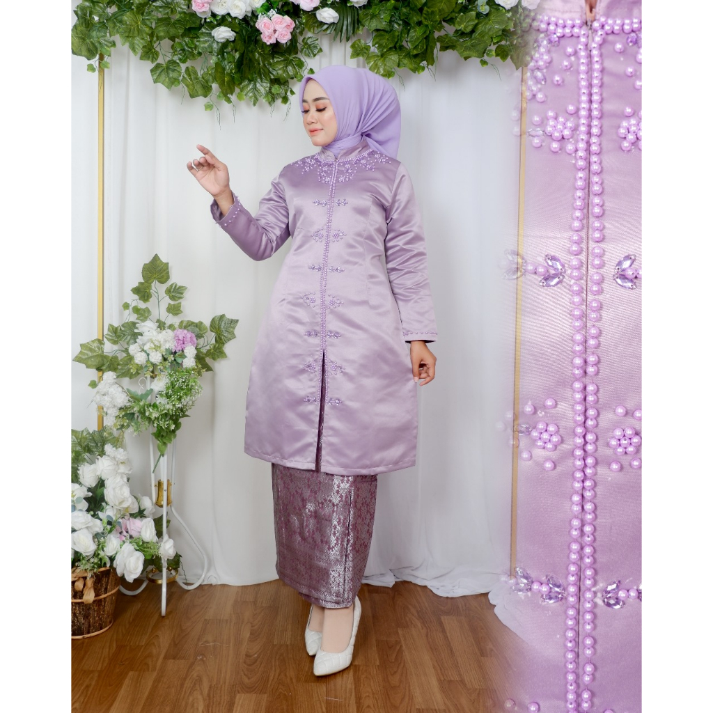 Jual stelan baju muslim melayu terbaru dengan kombinasi payet kekinian