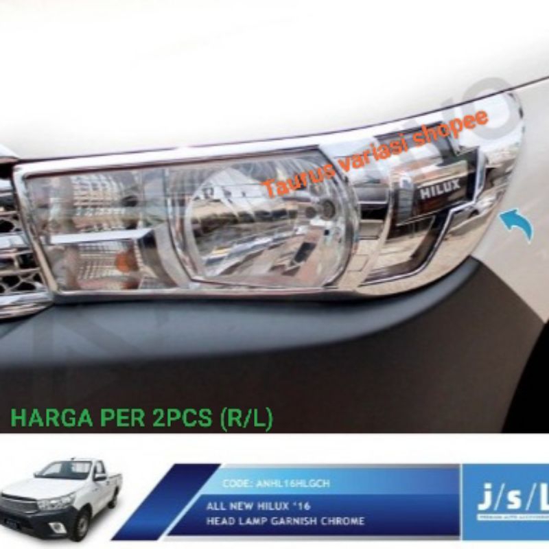 Jual Paket Garnis Lampu Depan Belakang Mobil Toyota Hilux Revo Hitam Chrome