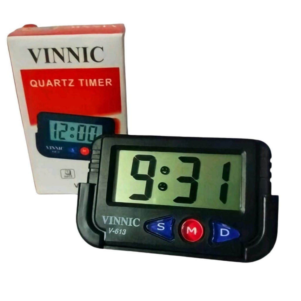 Jual Jam Mobil Digital VINNIC V-613 Quartz Timer Hitam Jam Meja ...