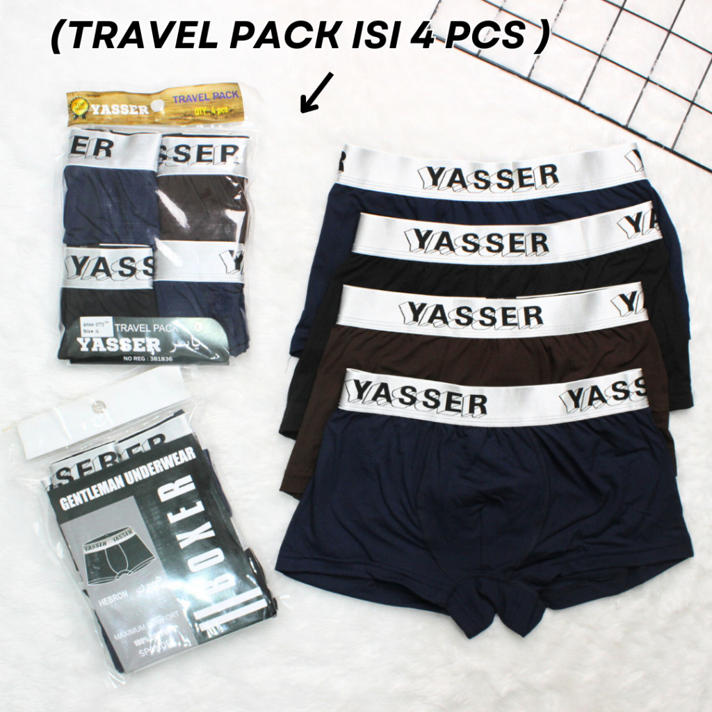 Jual (4 Pcs) YASSER CELANA DALAM BOXER CD PRIA KATUN SPANDEX PREMIUM ...