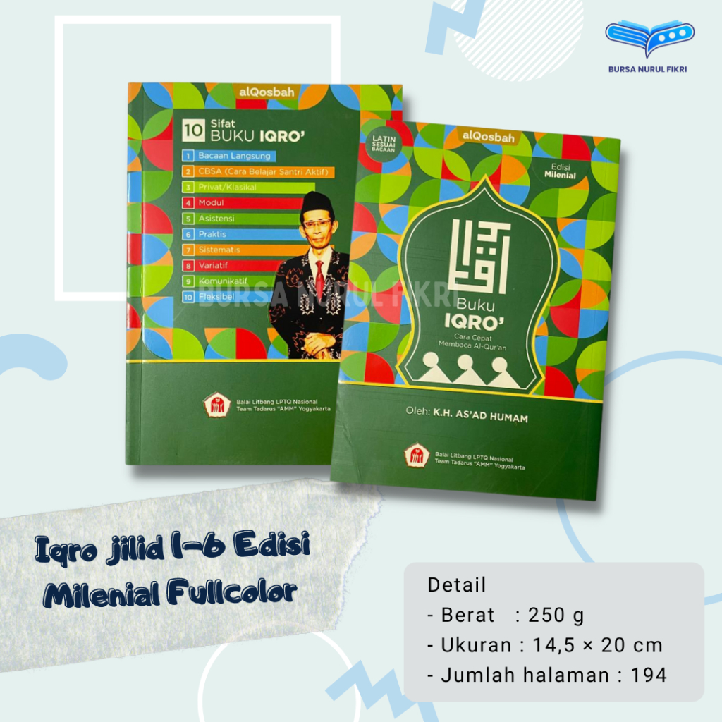 Jual Iqro Jilid 1-6 Edisi Milenial Cetakan 2024 Fullcolor Tanpa Latin ...