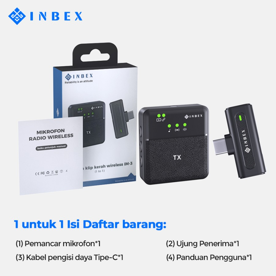 Jual INBEX IM-3 Microphone Professional Wireless Smart Mikrofon Clip On ...