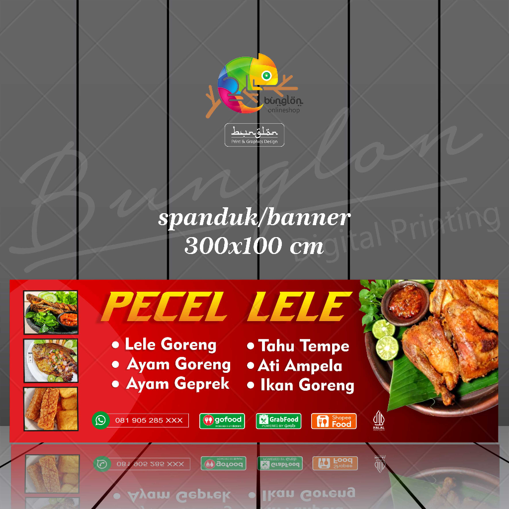 Jual Size 300x100 Cm Spanduk Banner Pecel Lele Custom Desain Model G