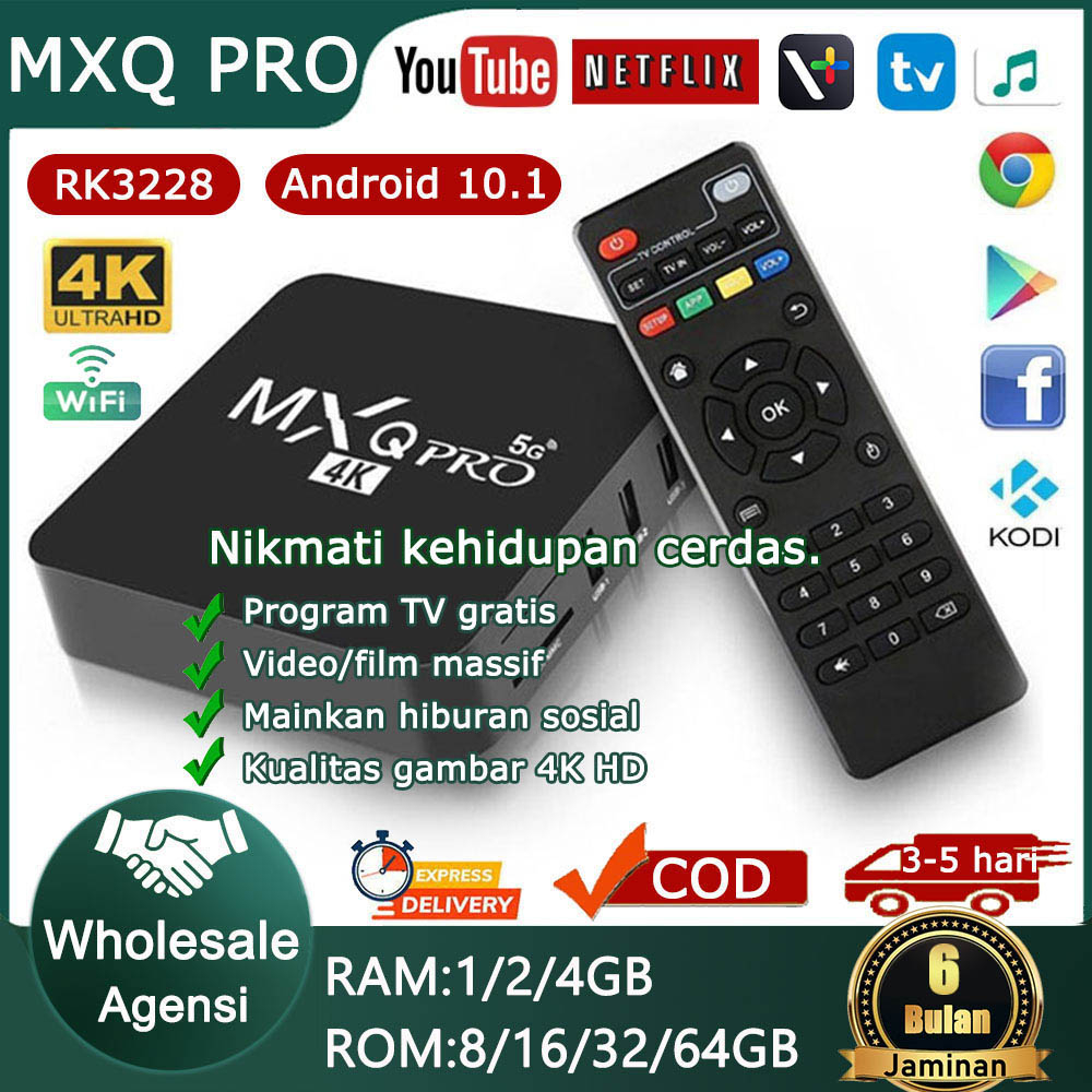 Jual MXQ Pro TV BOX Android 10.1 smart Set Top Box 4K 4GB+64GB Media