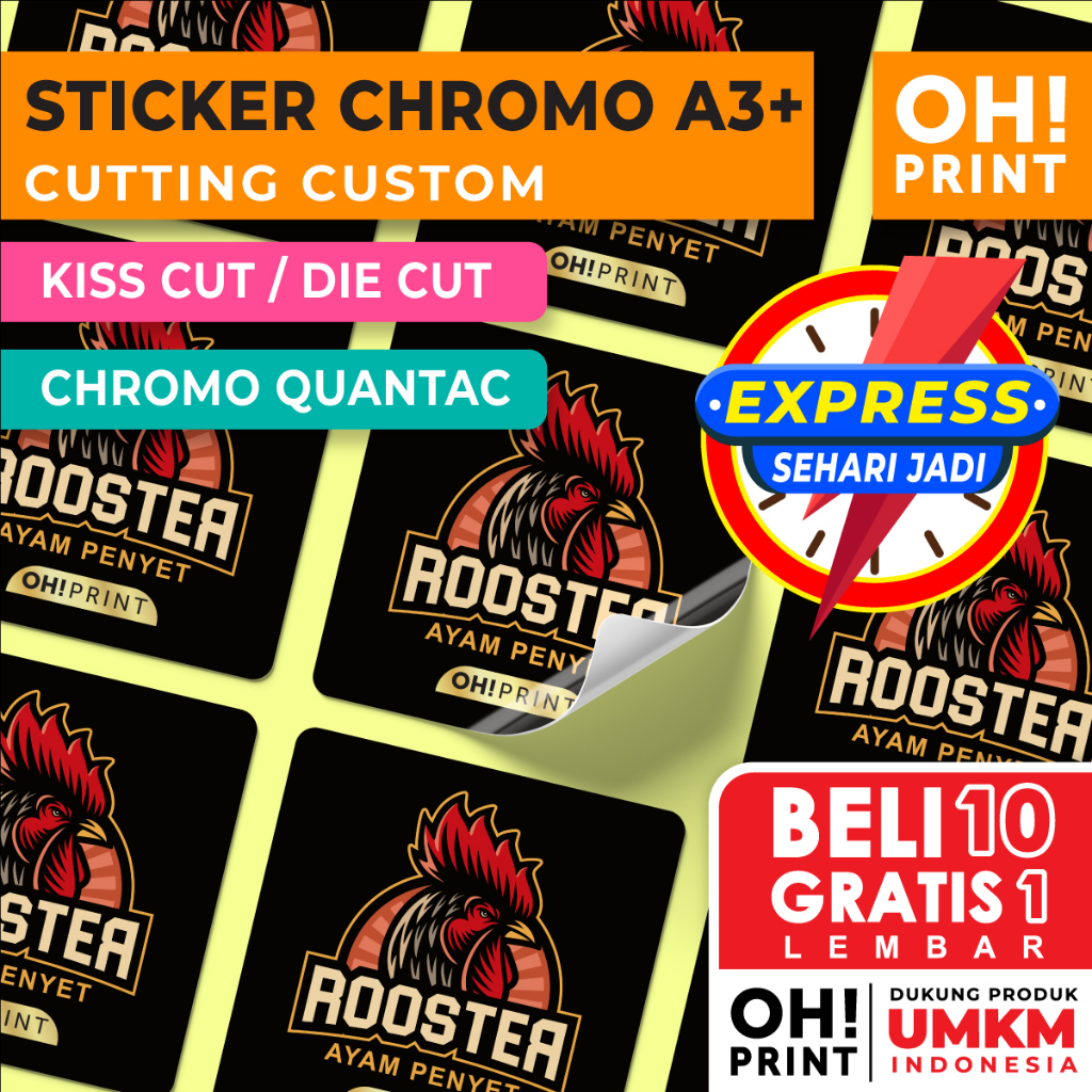 Jual Cetak Stiker Chromo A3 Cut Sehari Jadi Cetak Sticker Chromo Label Chromo Print 3651