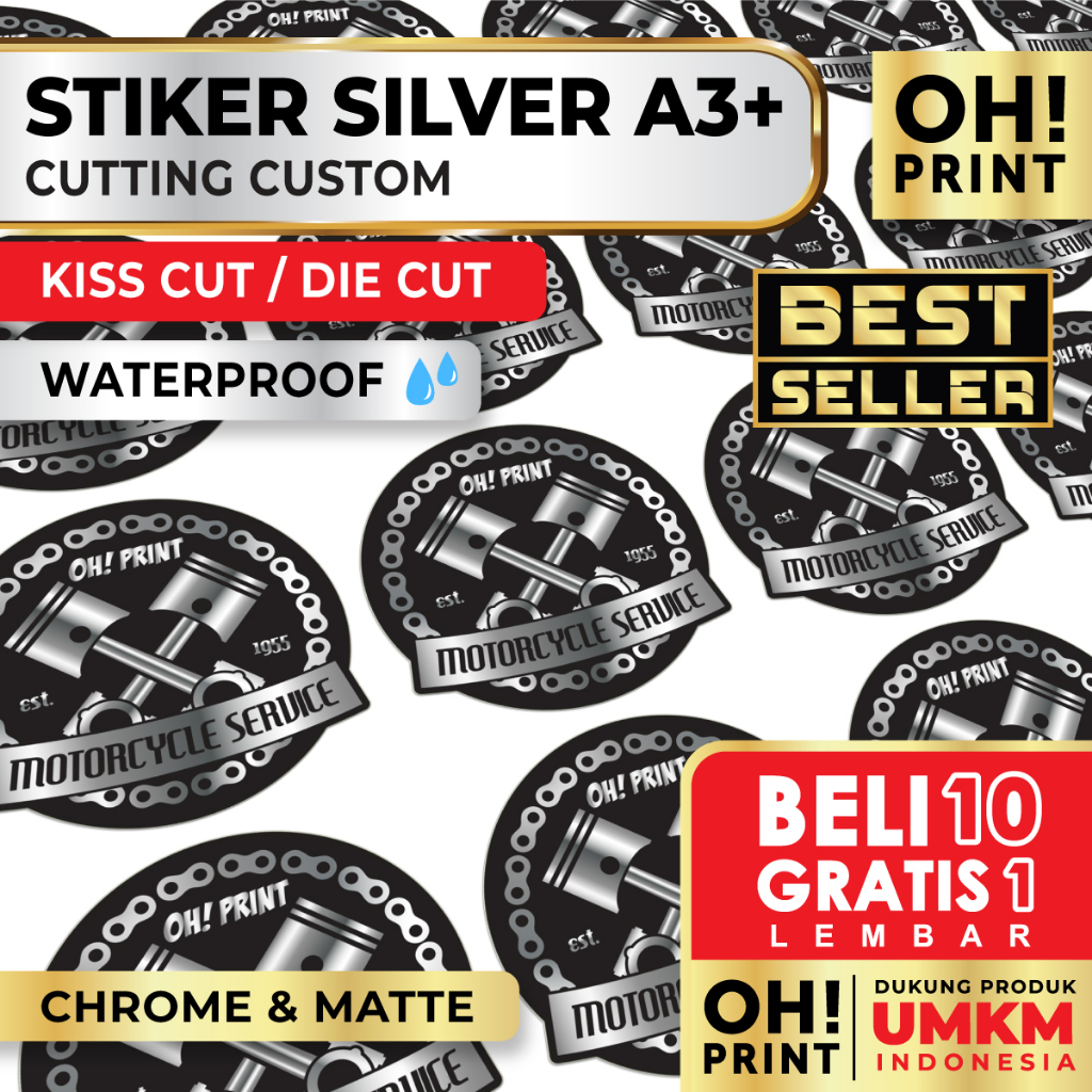 Jual Cetak Stiker / Print Sticker Label Metallic Silver / Gold A3 ...