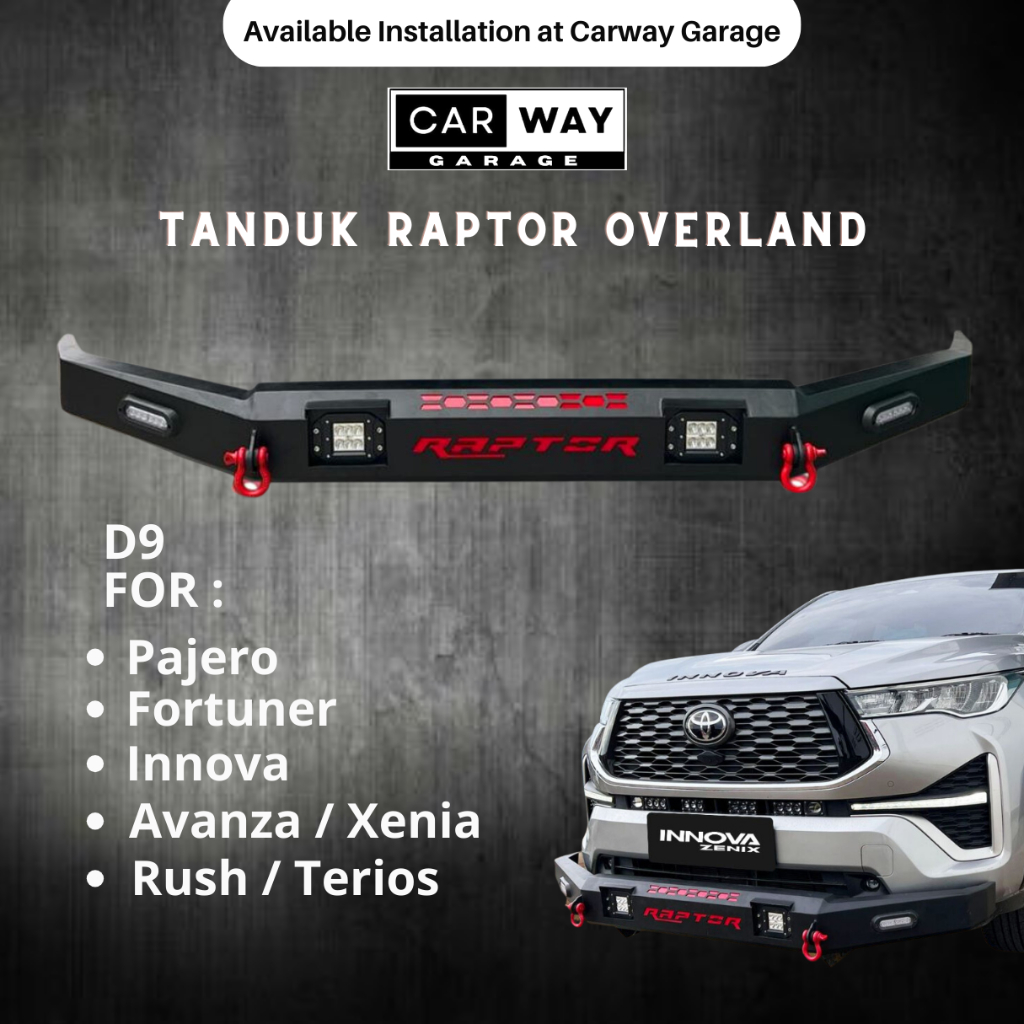 Jual TOWING BAR / BUMPER DEPAN MODEL TANDUK RAPTOR OVERLAND D9 + LED