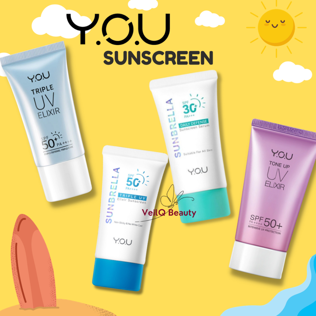 Jual YOU Sunscreen Sunbrella Triple Tone Up UV Elixir Daily Defense SPF ...