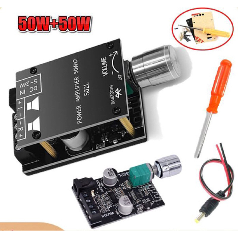 Scheda Amplificatore Digitale Bluetooth 5.0 Sarini ZK-502L - 2x50W, Alimentazione 5-24V, Per Altoparlanti Fai-da-Te
