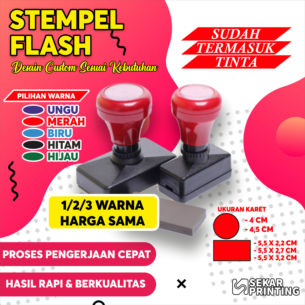 Jual STEMPEL FLASH CUSTOM DESAIN / STEMPEL CUSTOM / STEMPEL KARANG