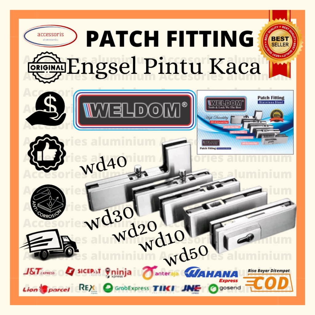 Jual Kunci Pintu Kaca Bawah Frameless Us10 Wd50 Patch Fitting