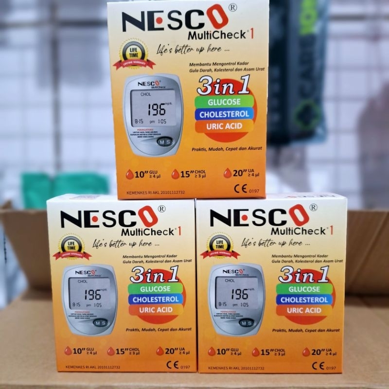 Jual Nesco Multicheck In Alat Cek Gula Darah Kolestrol Asam Urat Shopee Indonesia