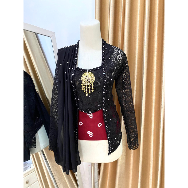 Jual Atasan kebaya kutubaru payet slendang hitam Shopee Indonesia