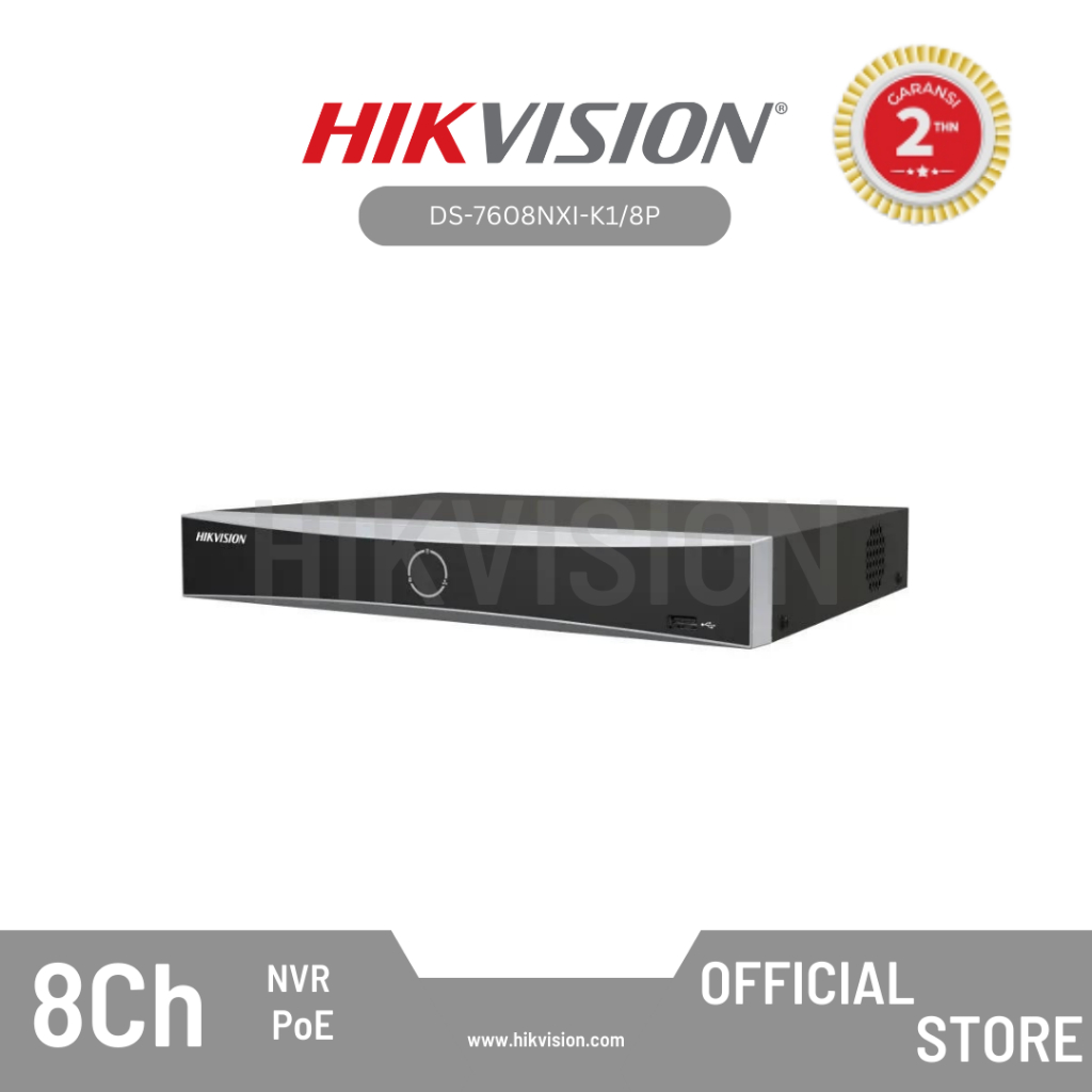 Jual HIKVISION - DS-7608NXI-K1/8P NVR Include PoE 8-ch 1U K Series ...