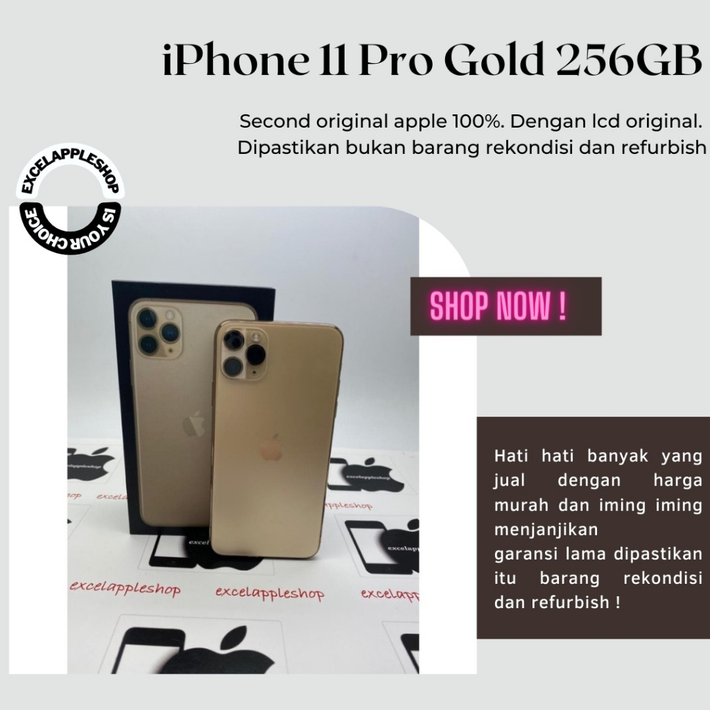 Jual iphone 11 pro 256gb gold fullset ex inter original dijamin lcd