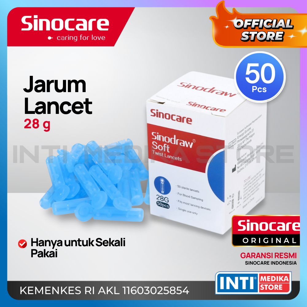 Jual SINOCARE - Blood Lancet 28G Soft | Jarum Lancet Easytouch ...