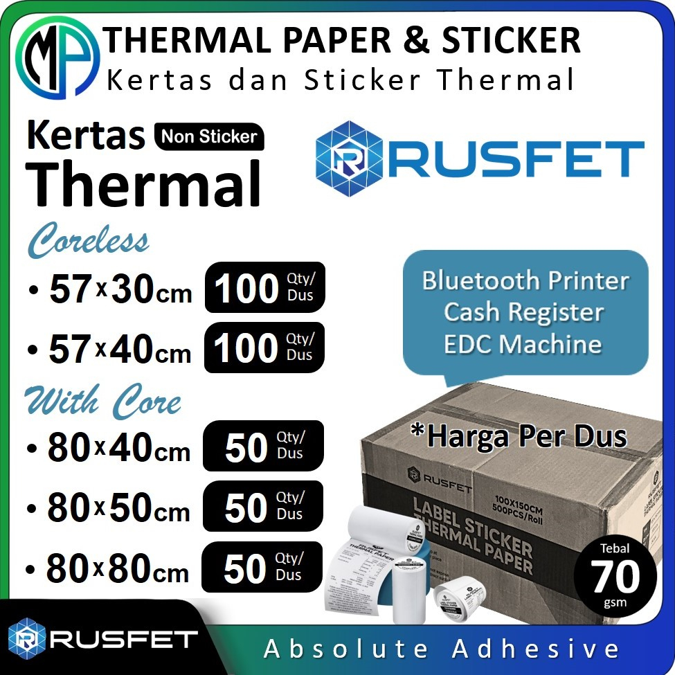 Jual Kertas Label Termal Rusfet / Paper Thermal Label Untuk Printer ...