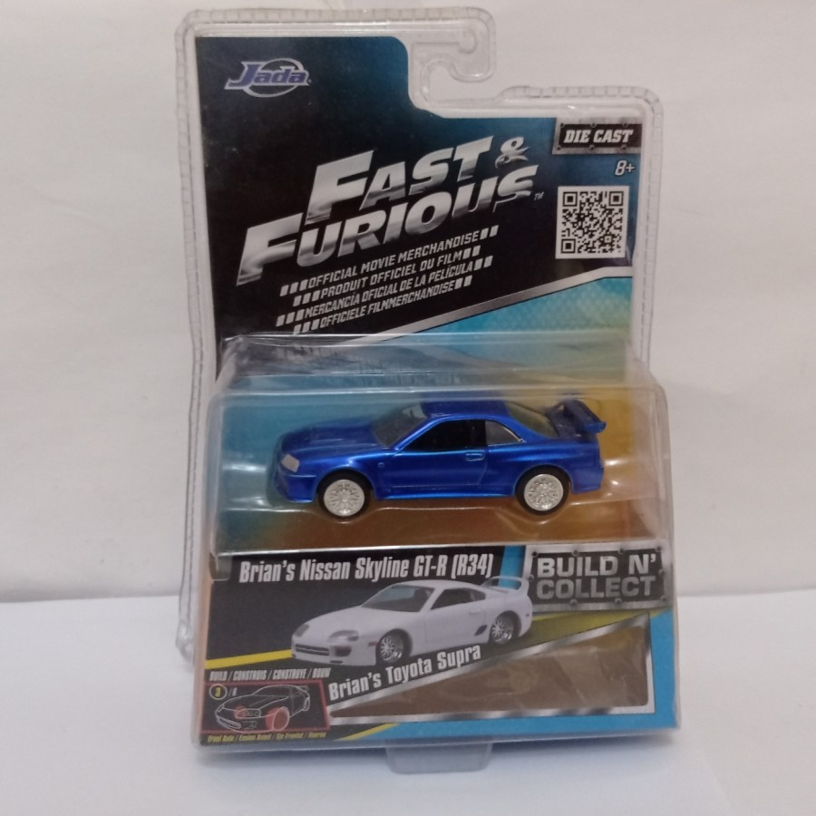 Jual Diecast Mobil Brian's Nissan Skyline GTR R34 Fast & Furious Jada