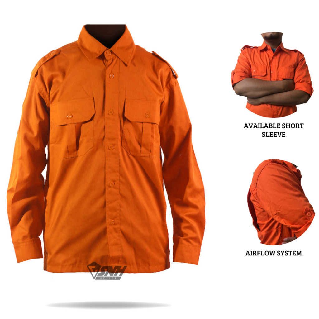 Jual ASNH Kemeja PDL Kantor Lengan Panjang - Orange | Shopee Indonesia