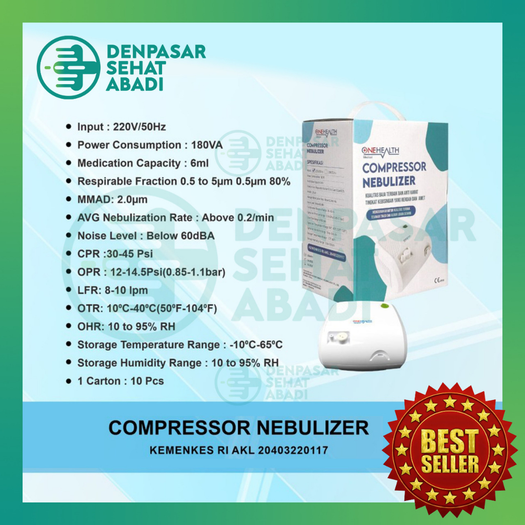 Jual ONEHEALTH Nebulizer Compressor Alat Terapi Uap Pernafasan | Shopee ...