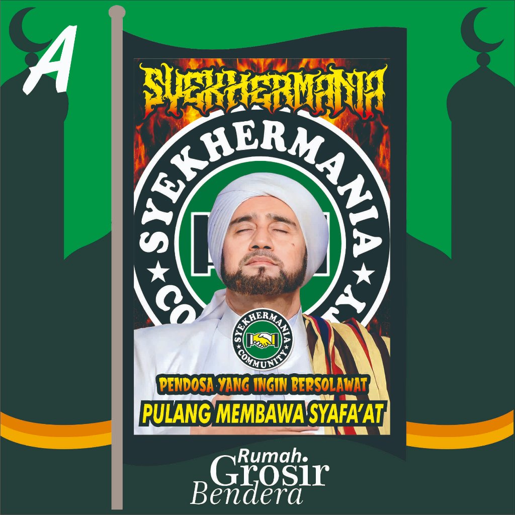 Jual Cetak Giant Flag Syekhermania / Bendera Sholawat / Bendera Habib ...