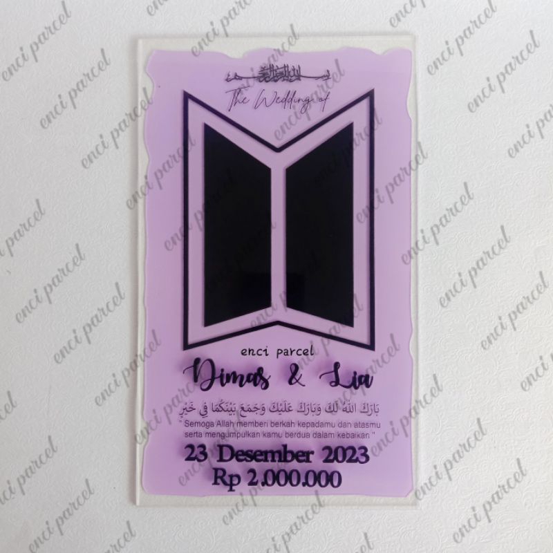 Jual papan akrilik brush kotak model sobekan kertas logo BTS 1set nama