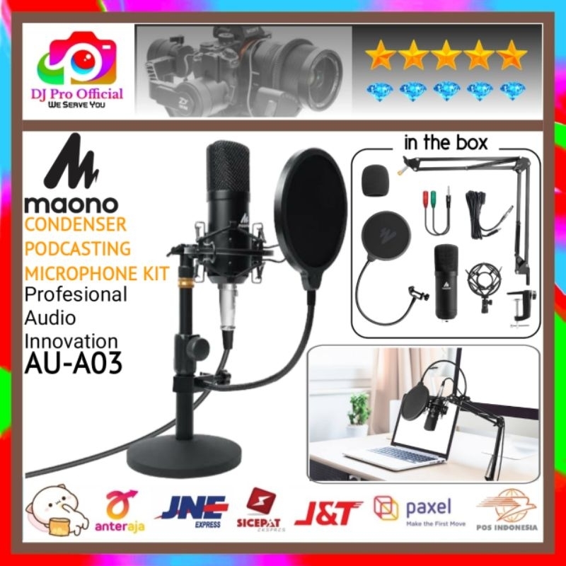 Jual Maono AUA03T Microphone Kit Podcasting Xlr AU A03T Dynamic A03 A