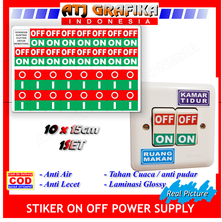 Jual Stiker label new on off saklar listrik sticker pentunjuk nyala ...