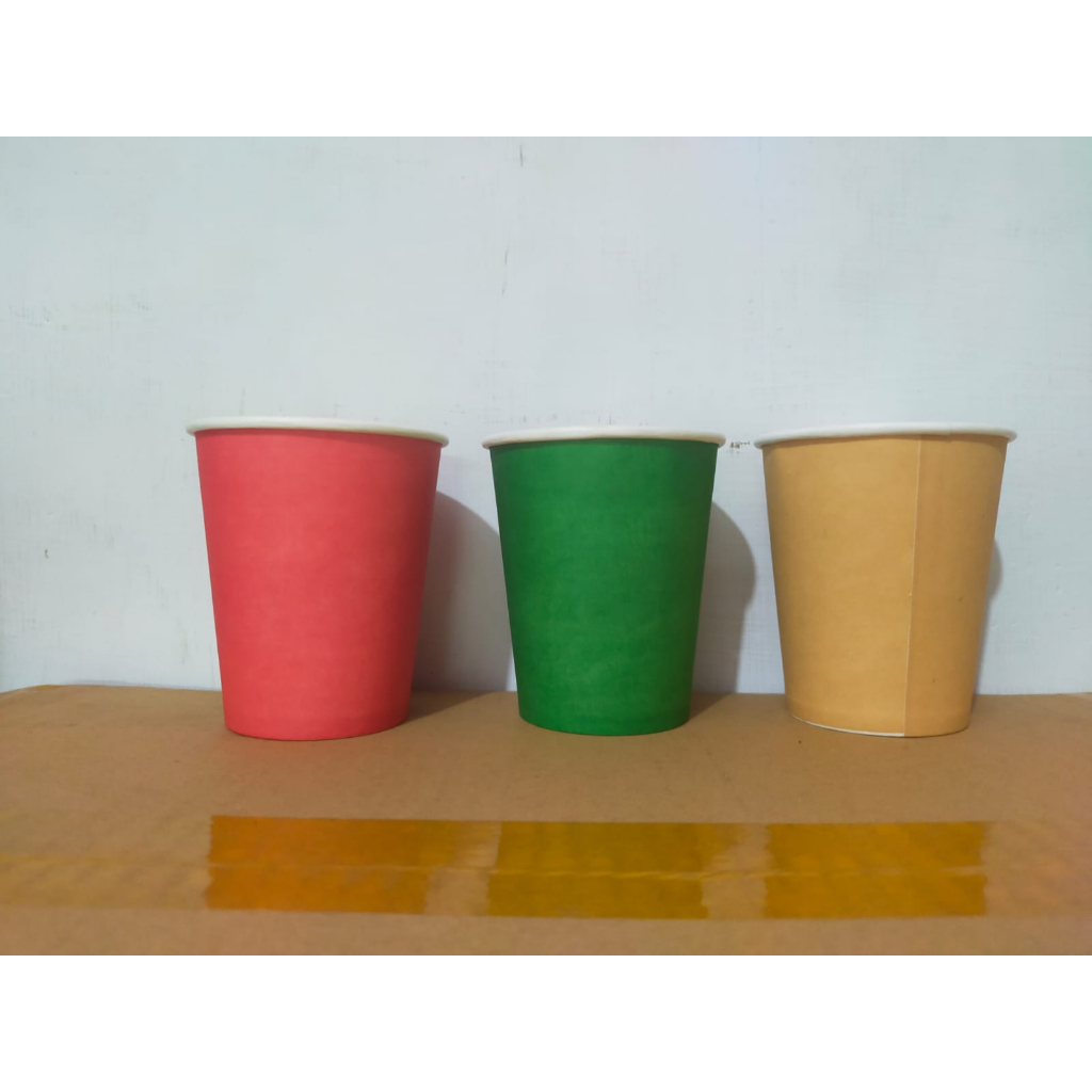 Jual Paper Cup 8 oz Warna ( 100 pcs) - Merah - Hijau - Coklat - Cup ...