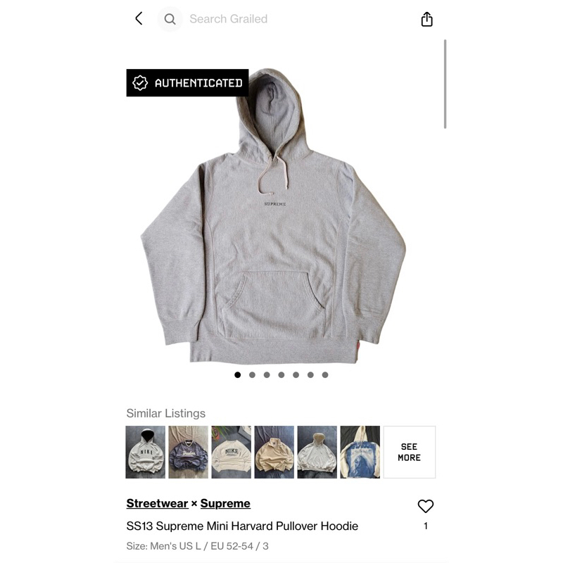 Jual Hoodie Supreme Mini Harvard Pullover Ss13 Shopee Indonesia