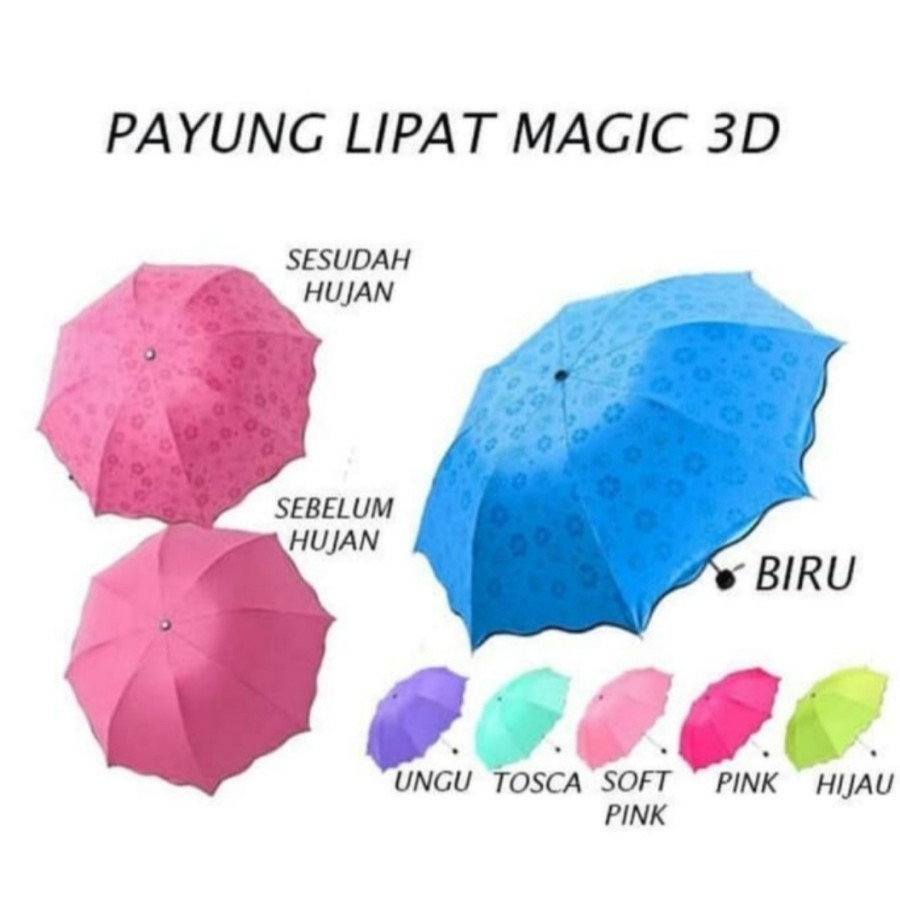 Jual Payung Lipat 3d Magic Polos Umbrella Anti Uv Shopee Indonesia