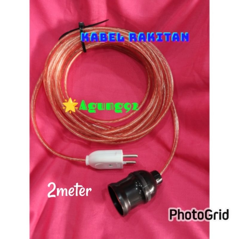 Jual RAKITAN KABEL FITTING GANTUNG+STEKER GEPENG 2METER 3METER KABEL ...