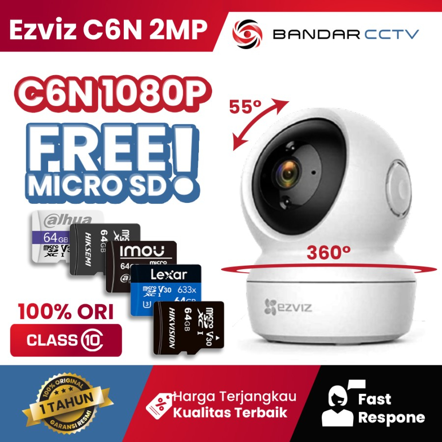 Jual BIGSALE EZVIZ C6N GRATIS MMC 64GB - Ezviz C6N 2MP Smart Wifi Pan ...