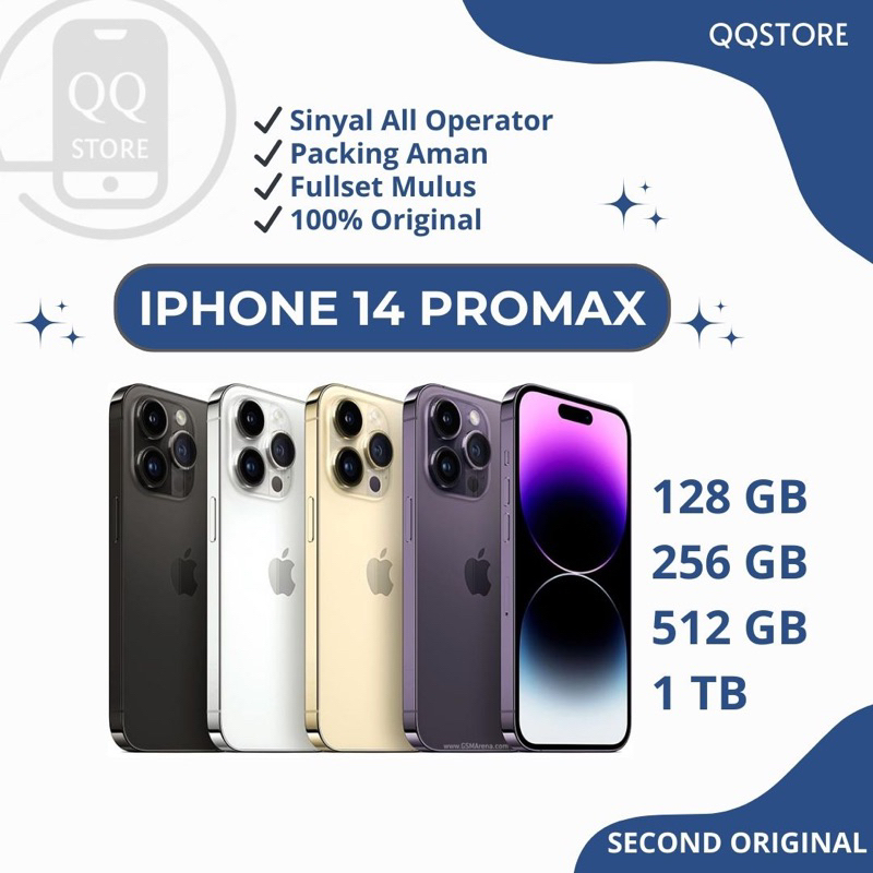 Jual iPhone 14 Pro Max 128GB/256GB/512GB/1TB Second Mulus Normal 100%