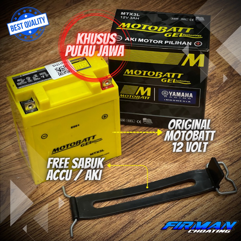 Jual (KHUSUS PULAU JAWA)ACCU AKI MOTOBATT 12 VOLT ( FREE SABUK AKI) RX