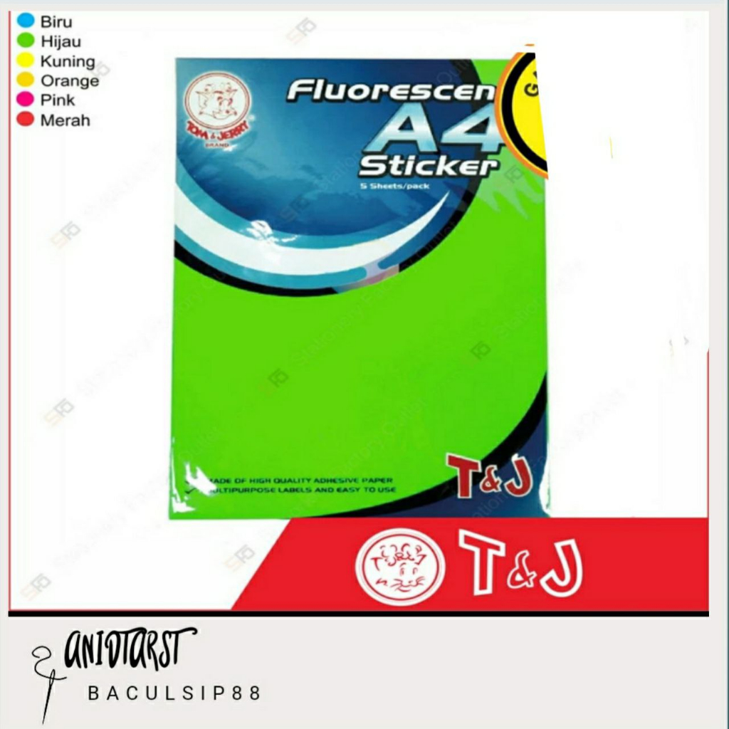 Jual Label Fluorescent A4 T&J -Sticker Label A4- Hijau | Shopee Indonesia