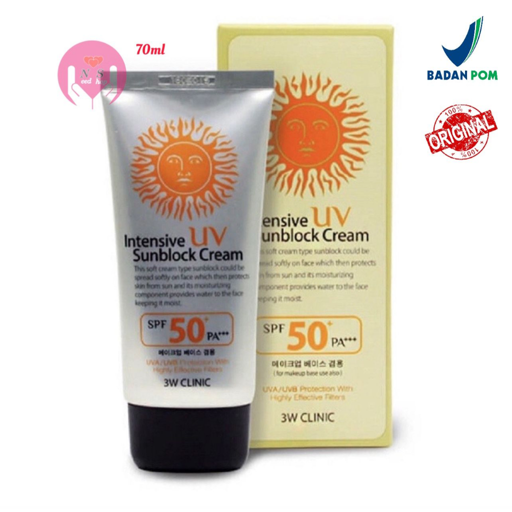 Jual 3W CLINIC UV SUNSCREEN CREAM SPF 50+ PA+++ SUNBLOCK KOREA 70 ML