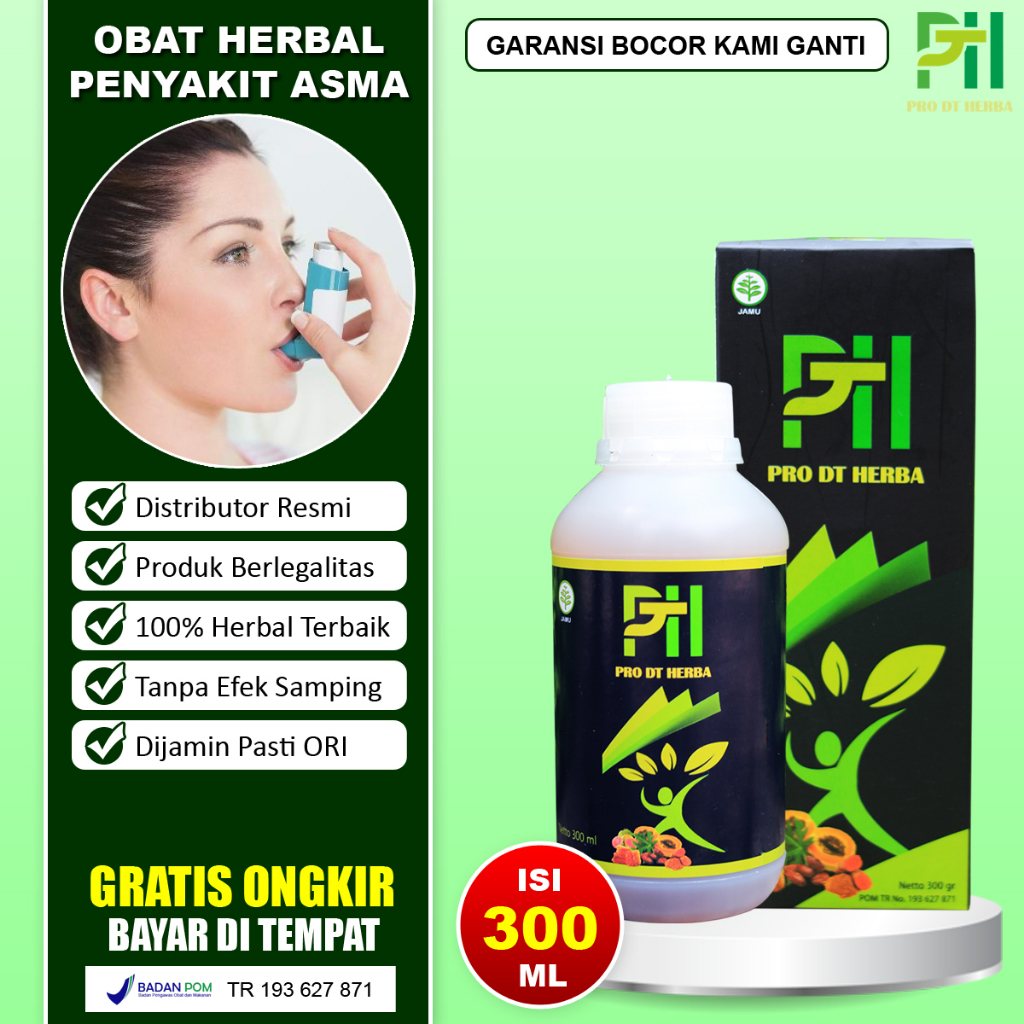 Jual Obat Herbal Asma Sesak Nafas Paling Ampuh Pro DT Herba 300 ML ...