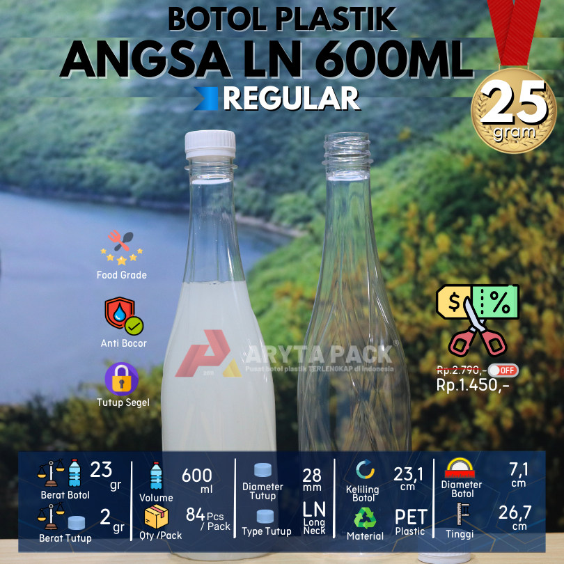 Jual Botol plastik PET 600ml angsa minuman jus susu kopi tutup LN warna ...